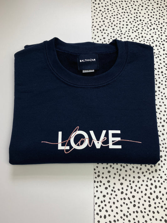 LOVE sweatshirt - matt and metallic scroll - large