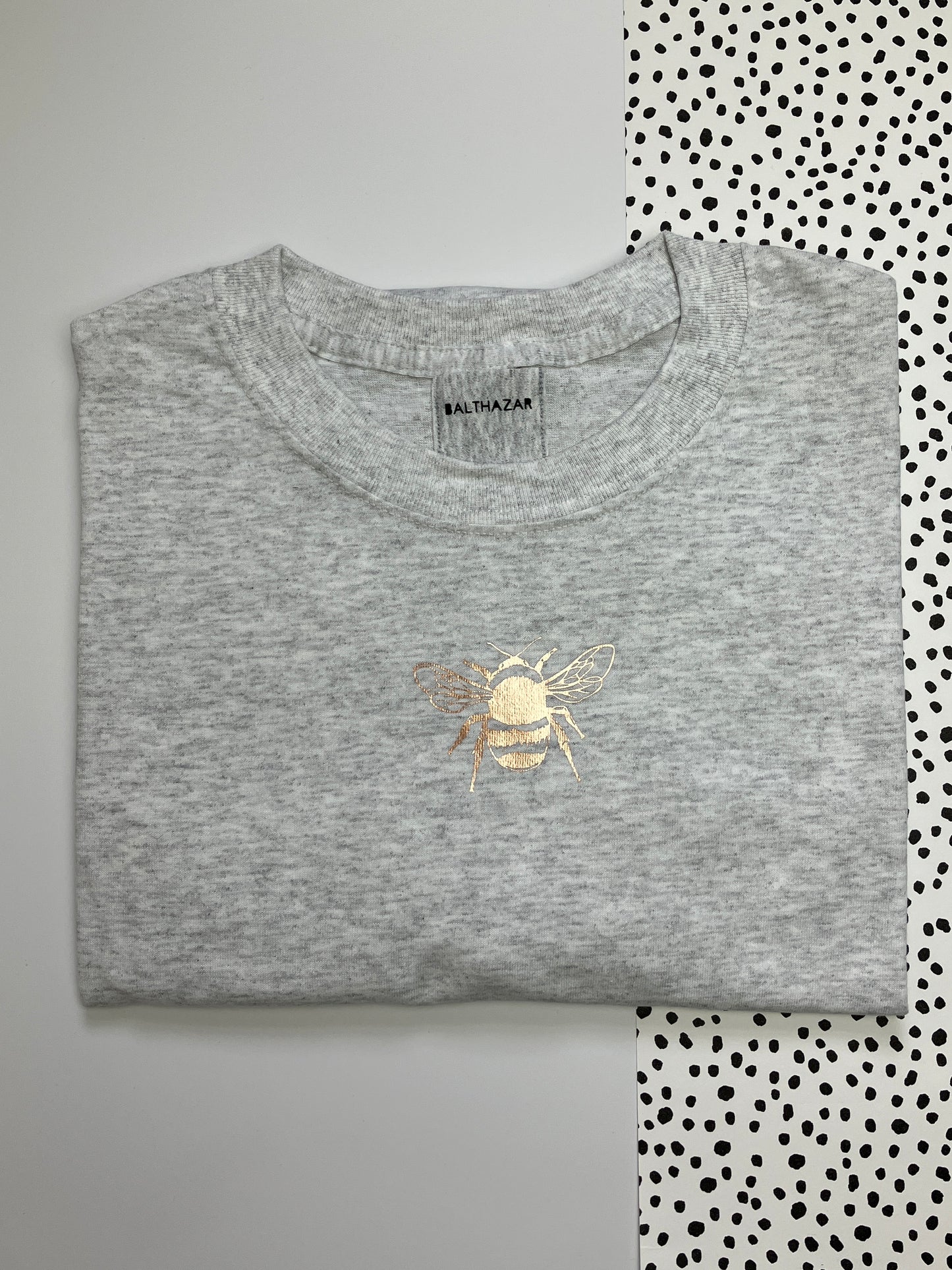 Rose gold bee t-shirt - grey - Large