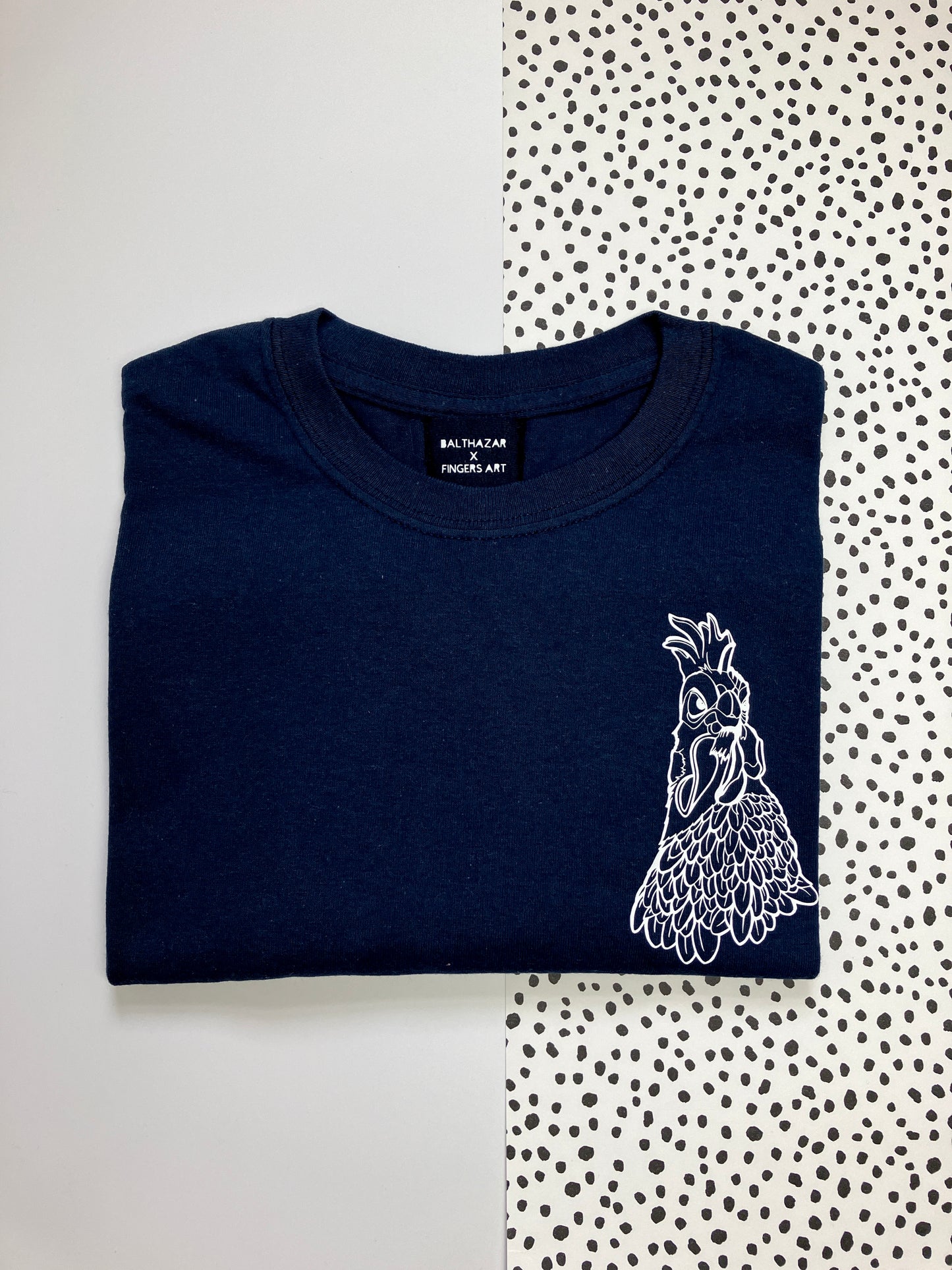 Navy t-shirt with mini chicken - Medium