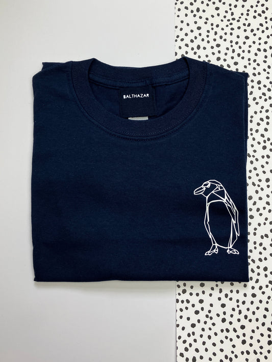 Navy t-shirt with Origami Penguin - Medium