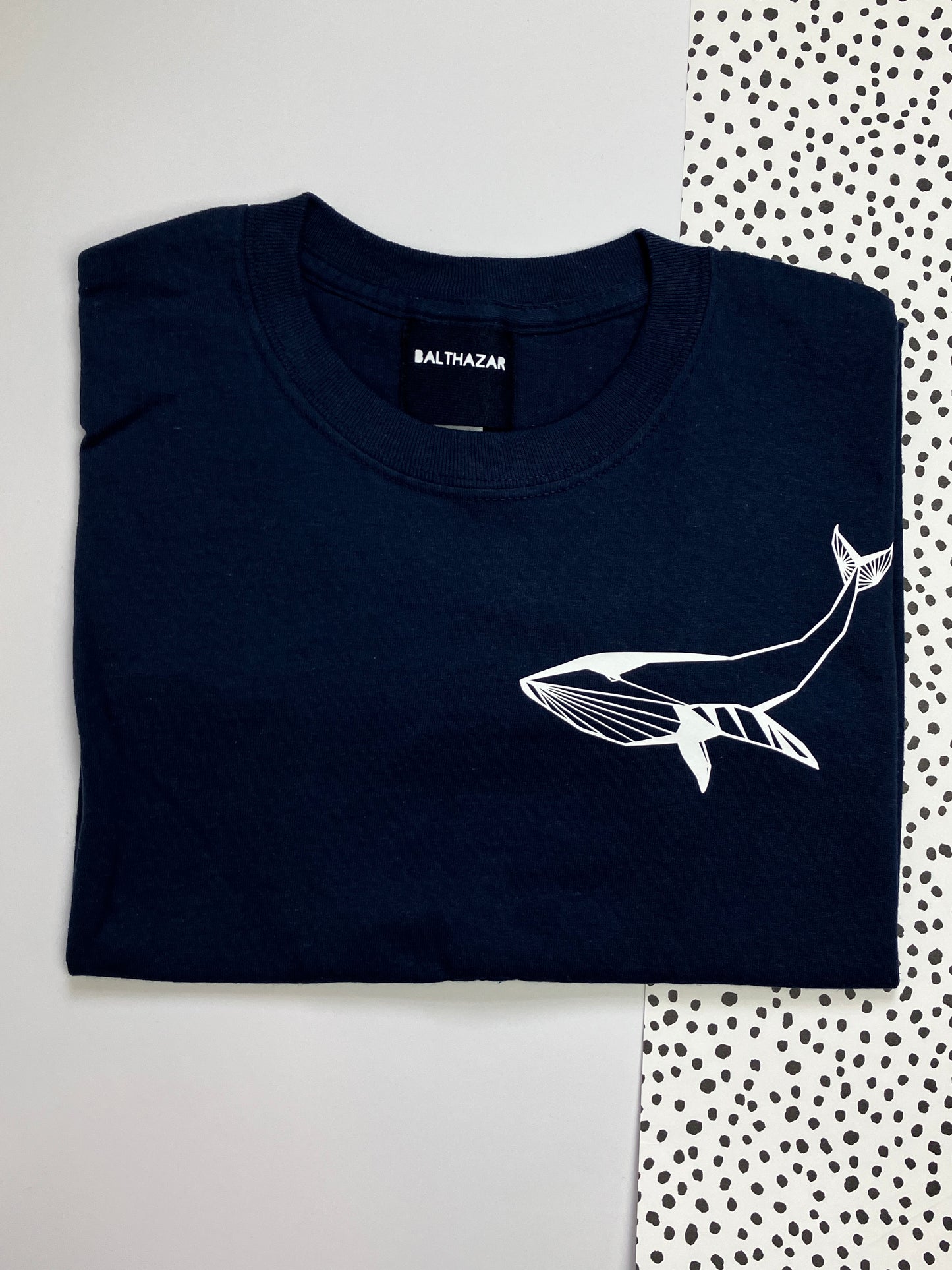 Origami Whale t-shirt - Navy - unisex medium