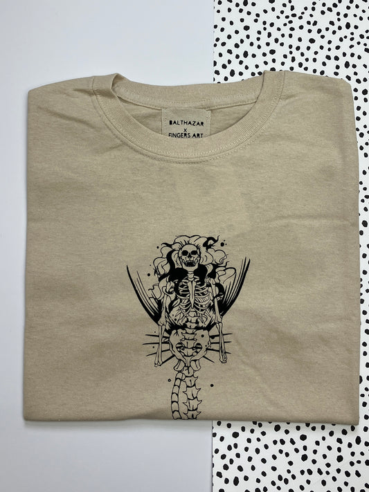 Skeleton mermaid t-shirt - sand - small