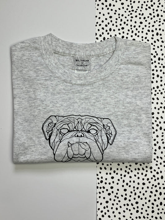 Geometric Bulldog t-shirt - grey - small