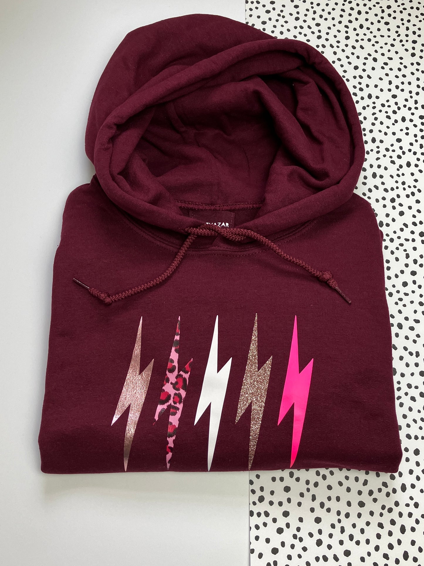 LOVE mix lightning bolt Hoody- Berry - small