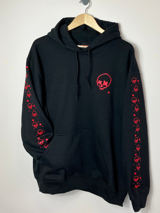 Cross eyed skull confetti sleeved hoody