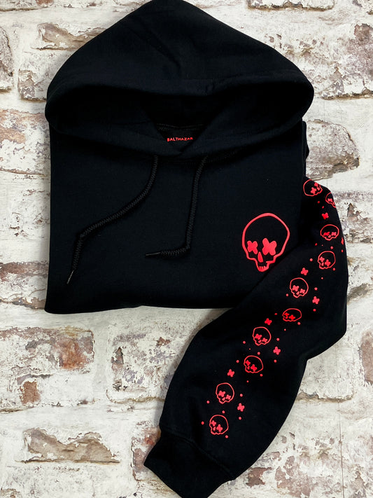 Cross eyed skull confetti sleeved hoody