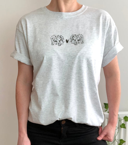 Origami Elephant love t-shirt