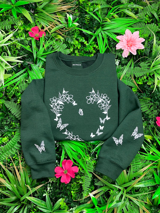 Floral Butterfly heart sweatshirt