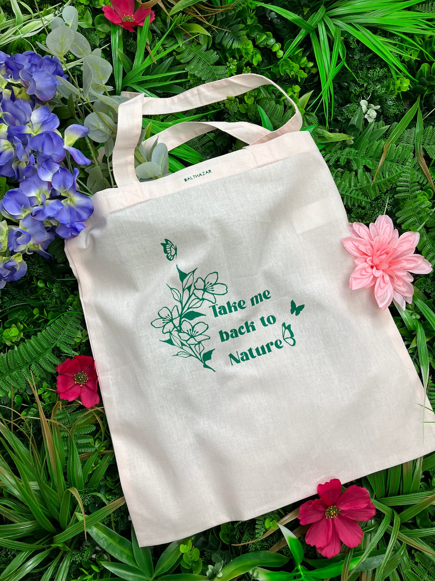 Take me back to nature floral tote bag
