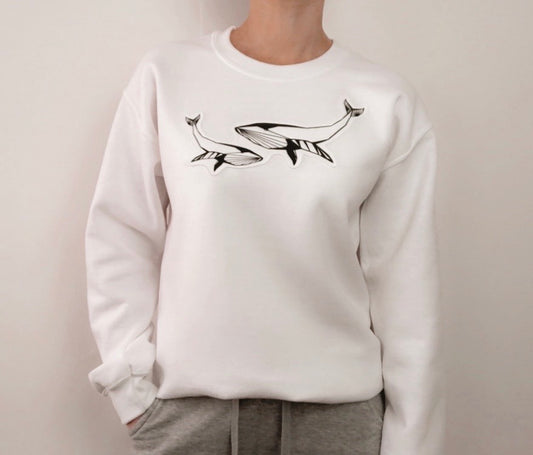 Origami Blue whale textured sweatshirt