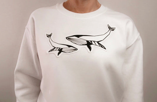 Origami Blue whale textured sweatshirt