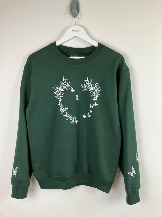 Floral Butterfly heart sweatshirt