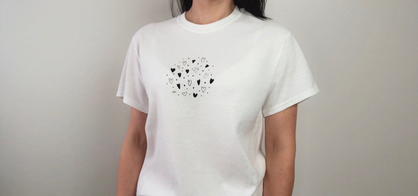 Heart Cluster T-shirt - Hand drawn Love heart tee