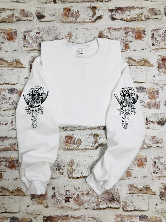 Skeleton Mermaid Sleeved Sweatshirt