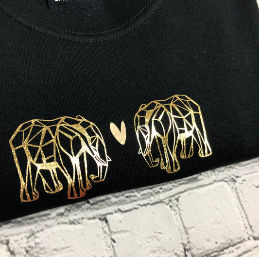 Gold Origami Elephant love t-shirt