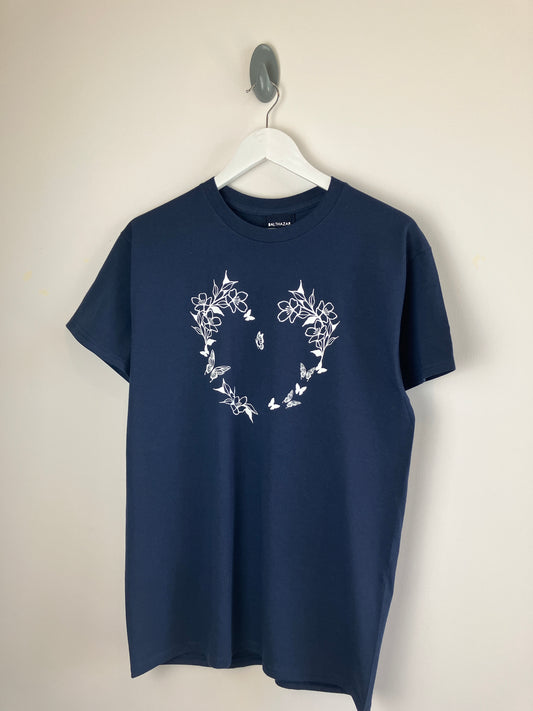Floral and butterfly heart  t-shirt