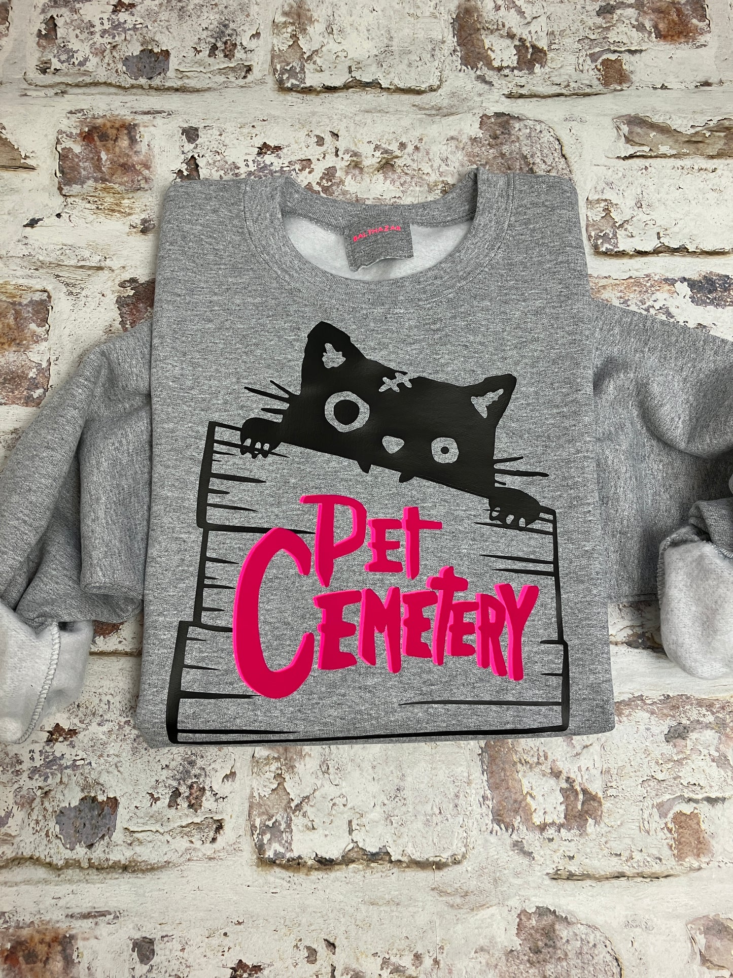 Franken-kitty Pet cemetery halloween sweatshirt