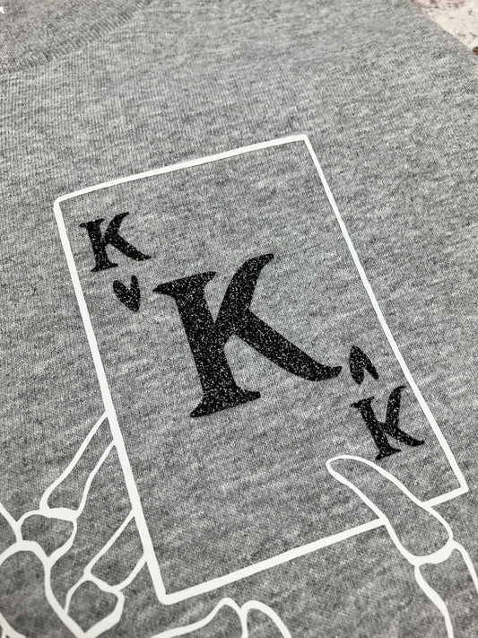 King of hearts skeleton hand t-shirt