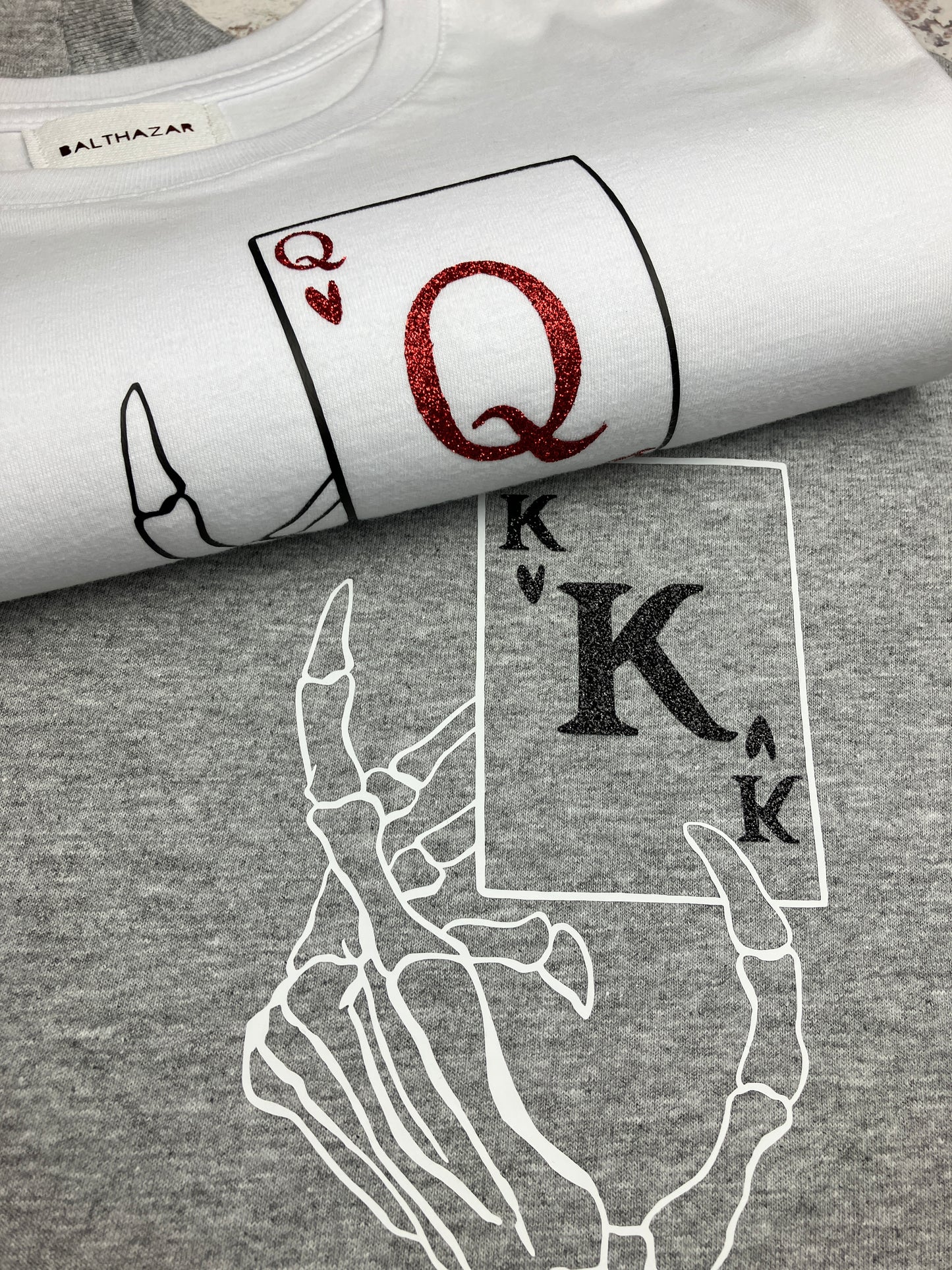 Queen of hearts skeleton hand t-shirt