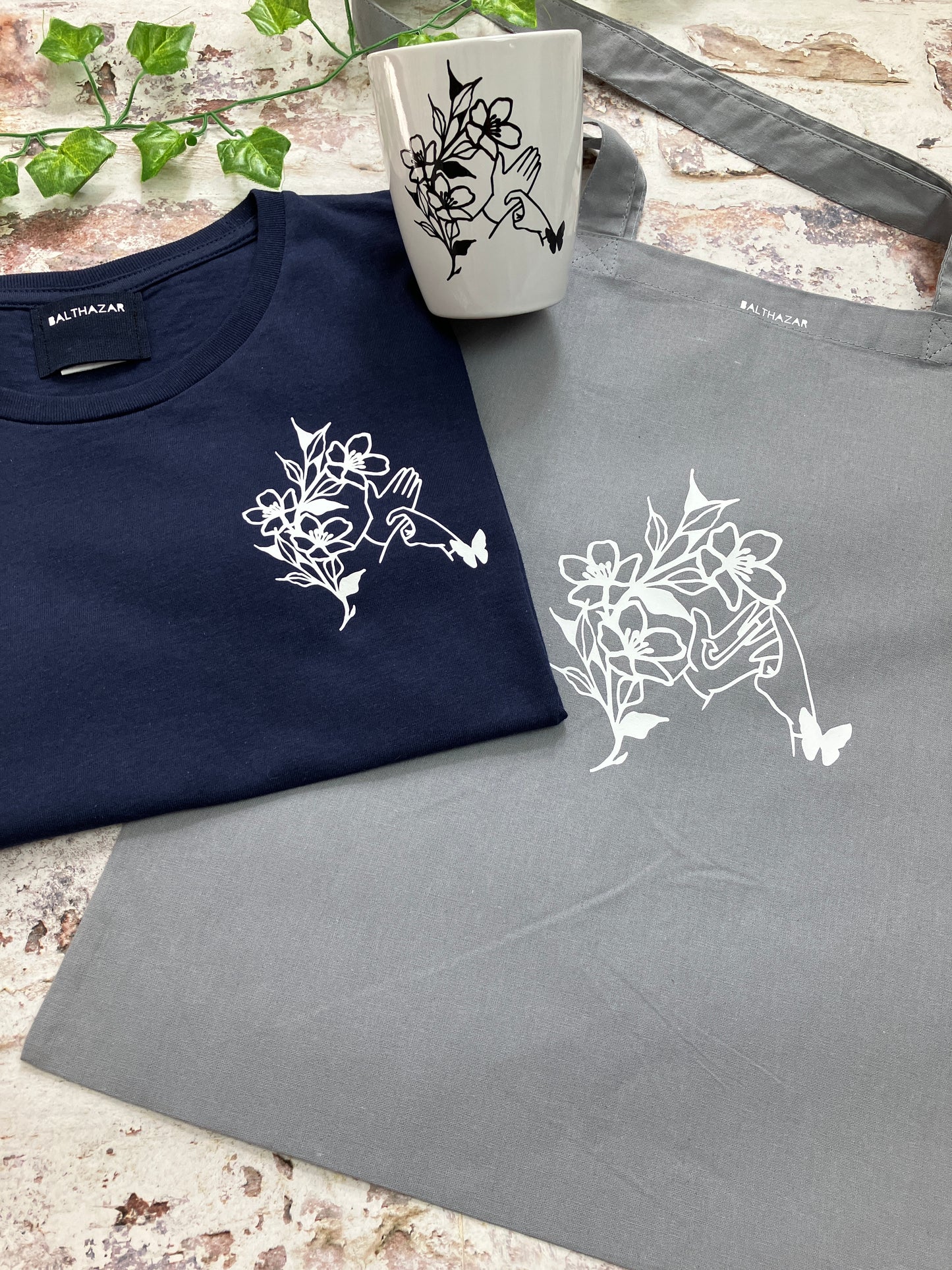 BSL Floral Initial custom t-shirt - sign language