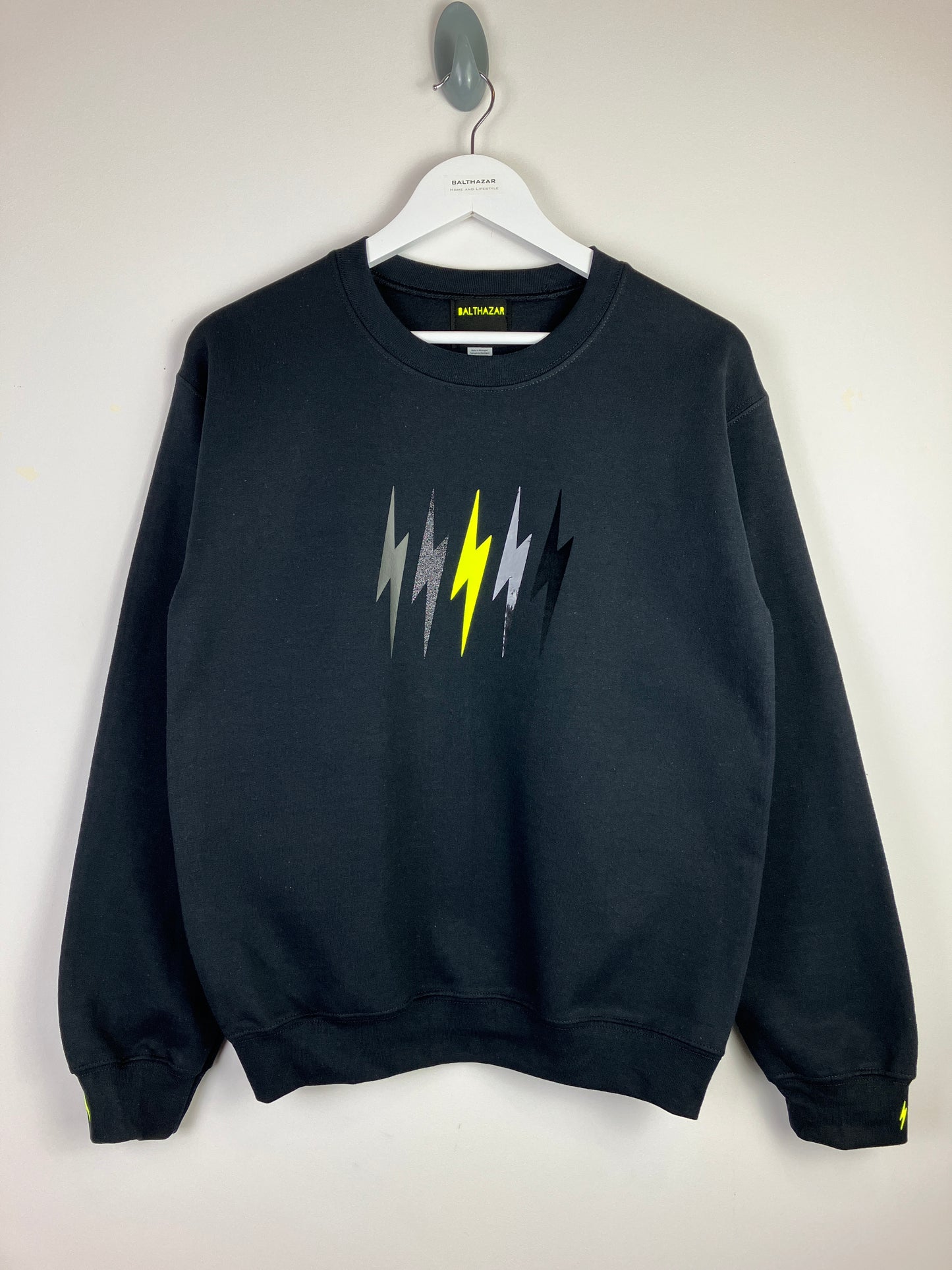 The Black mix lightning bolt sweatshirt- custom bolt - customisable - handmade