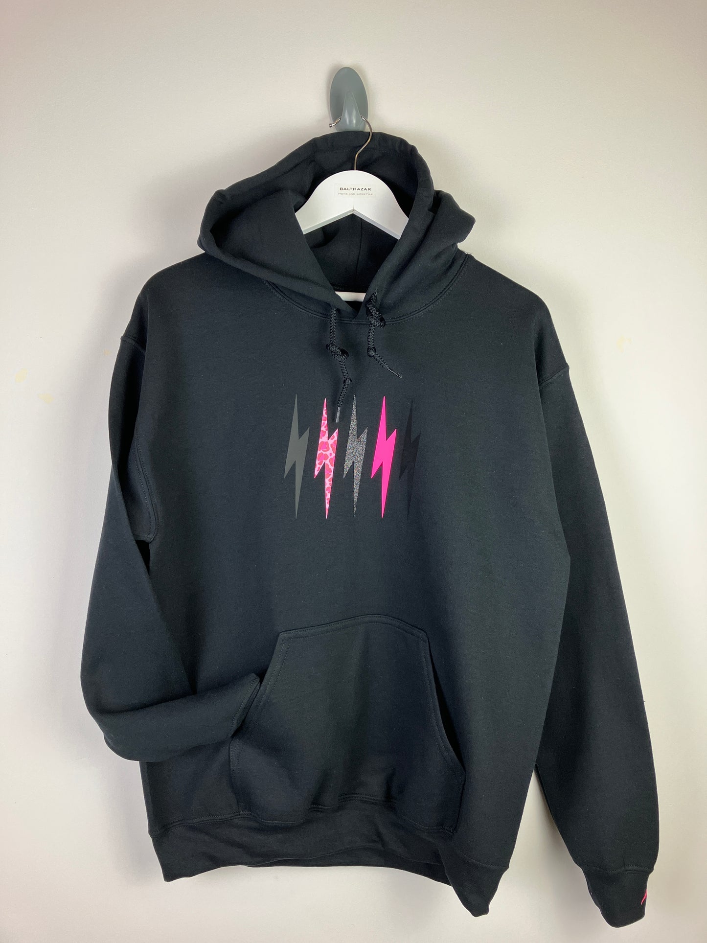Leopard and Black Mix lightning bolt hoody - customise your colours - custom leopard print