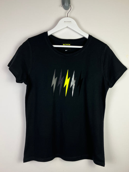 Black Mix lightning bolt t-shirt- customisable centre bolt