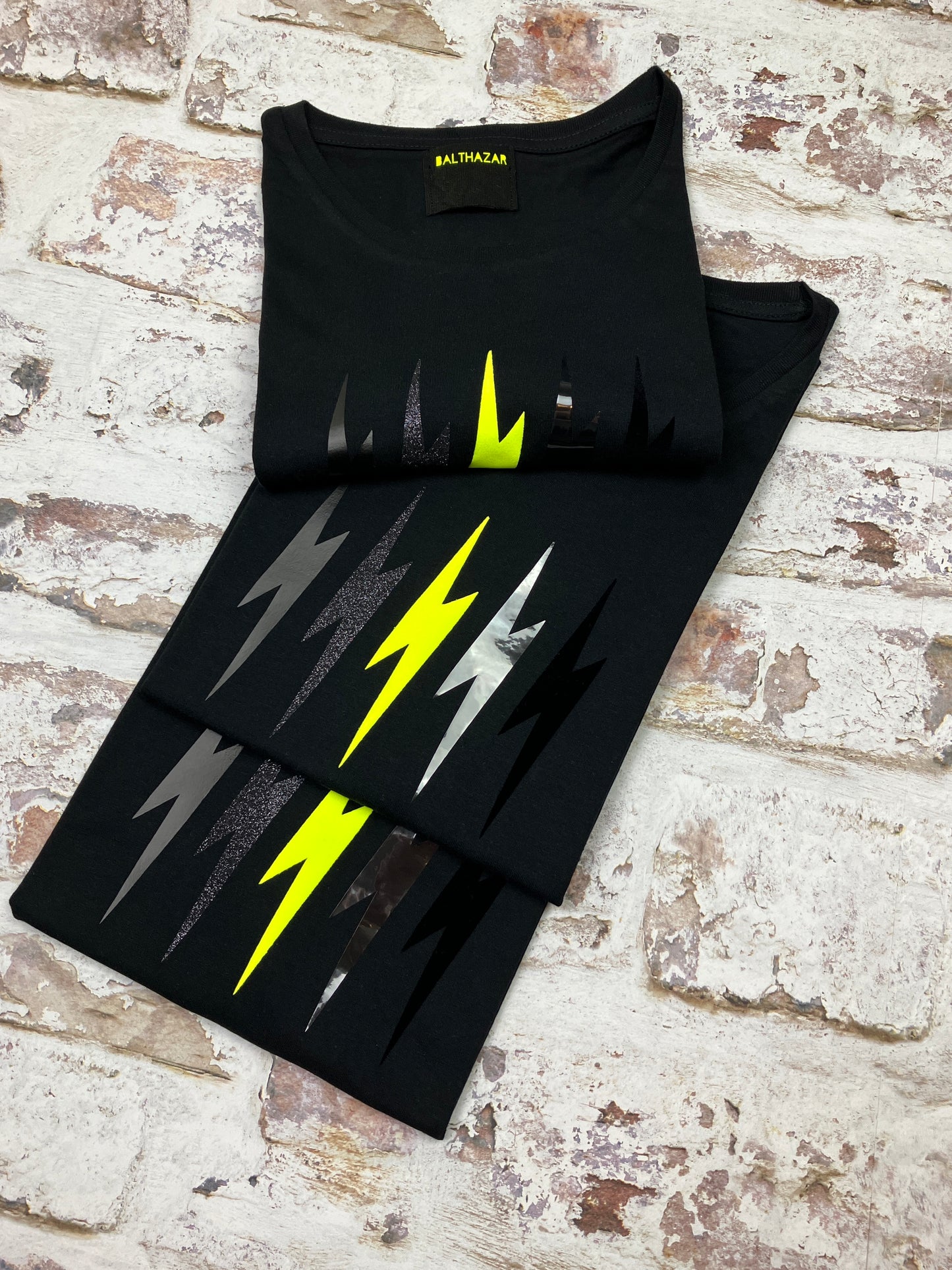 Black Mix lightning bolt t-shirt- customisable centre bolt