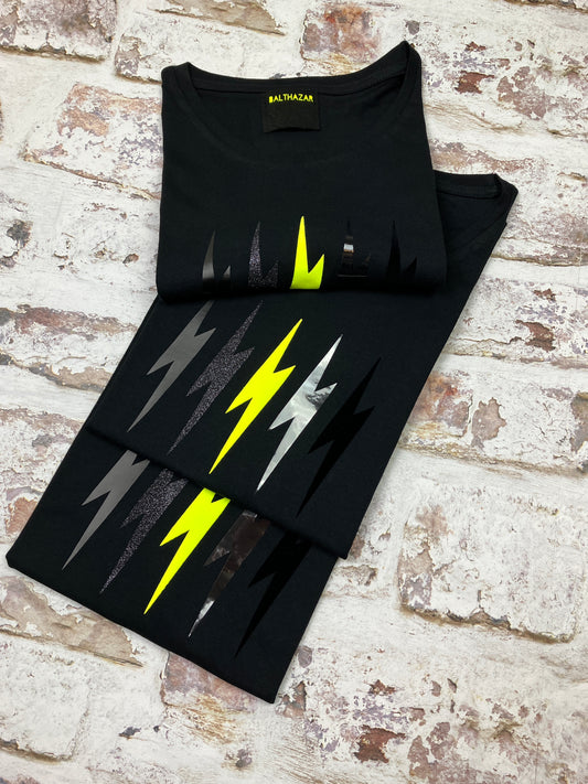 Black Mix lightning bolt t-shirt- customisable centre bolt