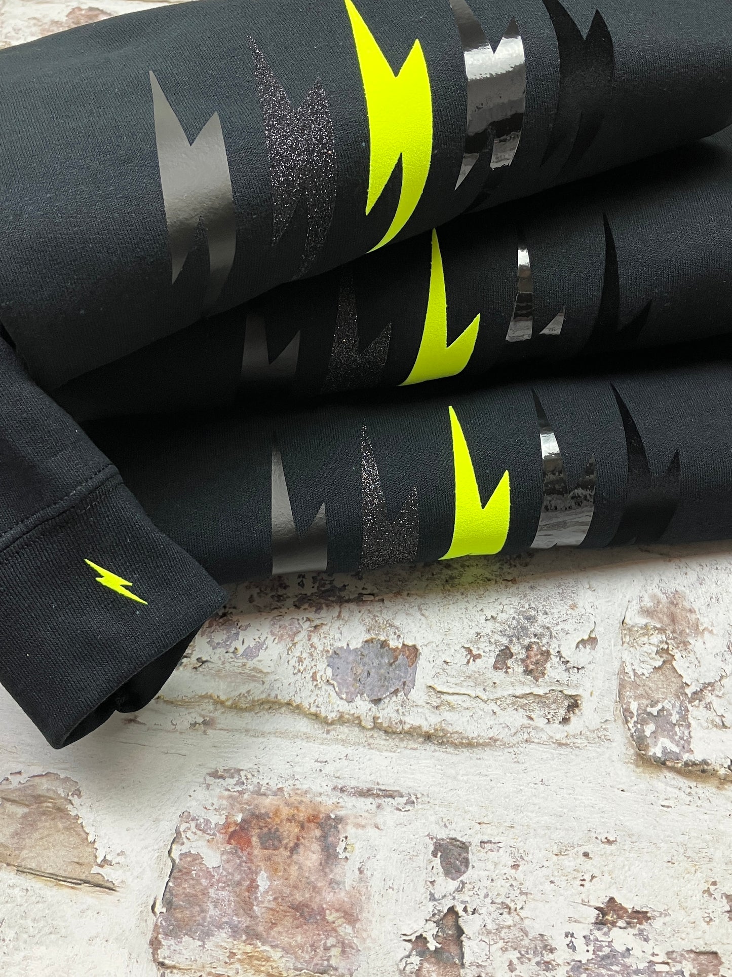 The Black mix lightning bolt sweatshirt- custom bolt - customisable - handmade