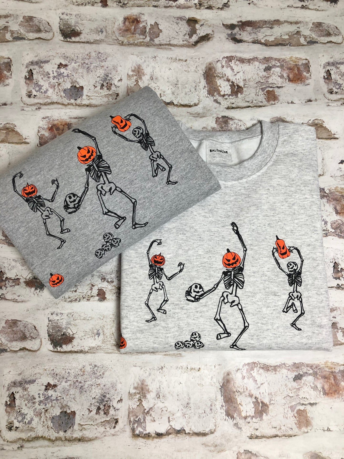 Dancing pumpkin headed skeleton sweatshirt