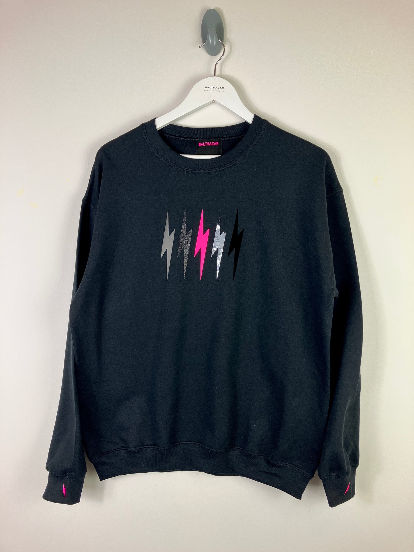 The Black mix lightning bolt sweatshirt- custom bolt - customisable - handmade