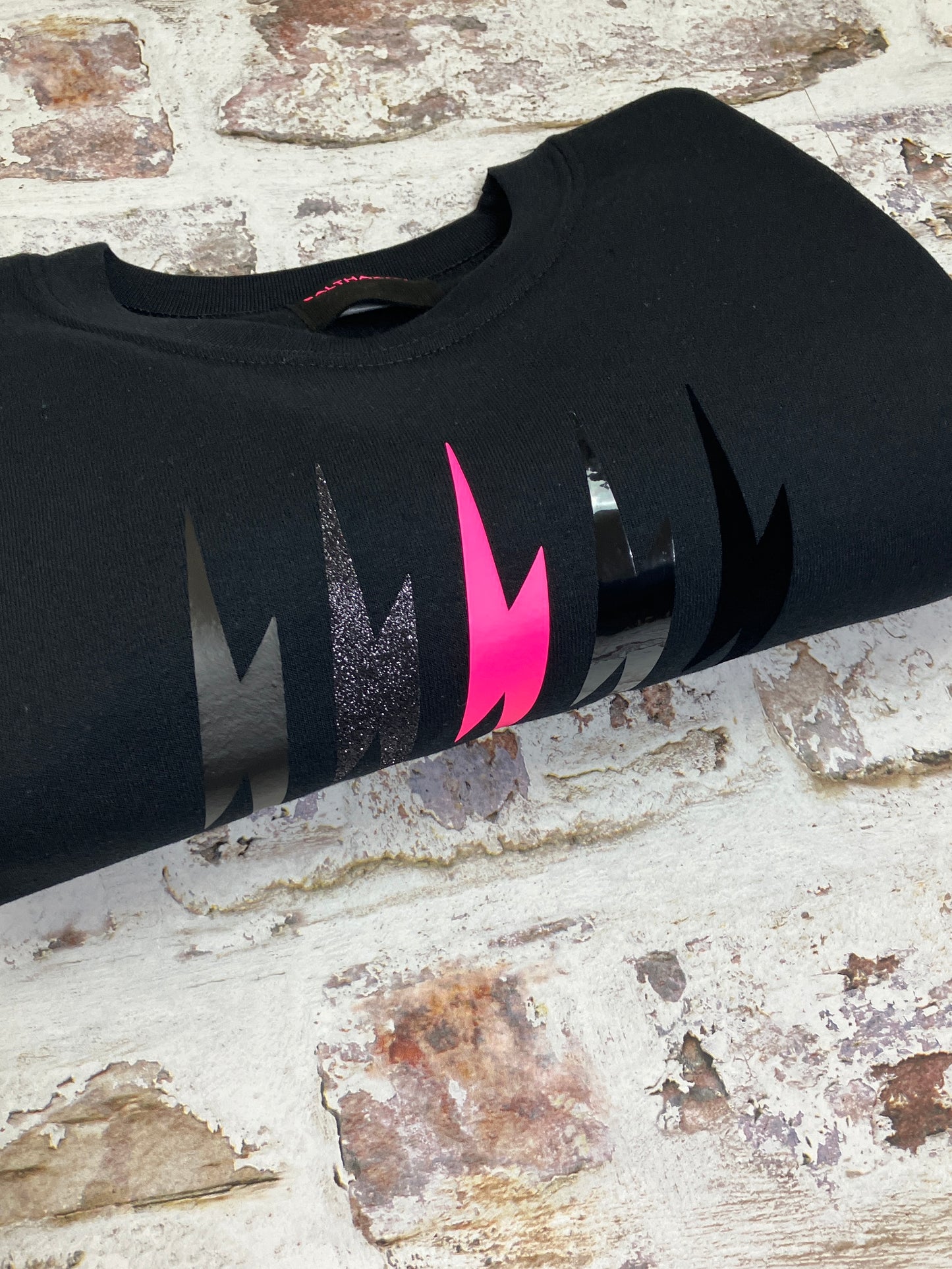 The Black mix lightning bolt sweatshirt- custom bolt - customisable - handmade