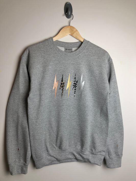 Metallic mix lightning bolt sweatshirt