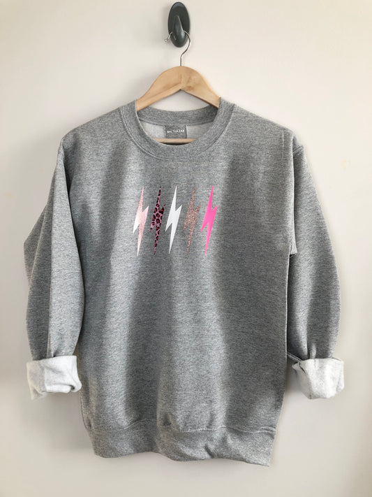 Metallic LOVE mix lightning bolt sweatshirt