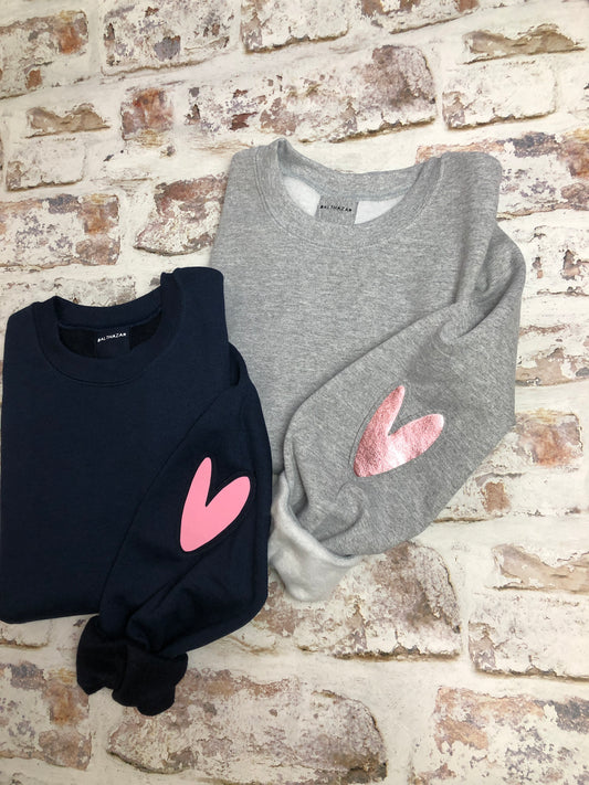 Love heart elbow placement sweatshirt