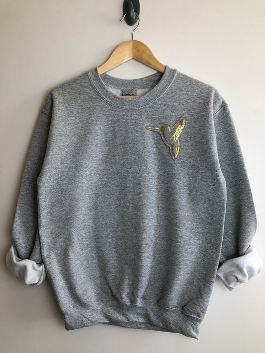 Origami Hummingbird sweatshirt - textured metallic