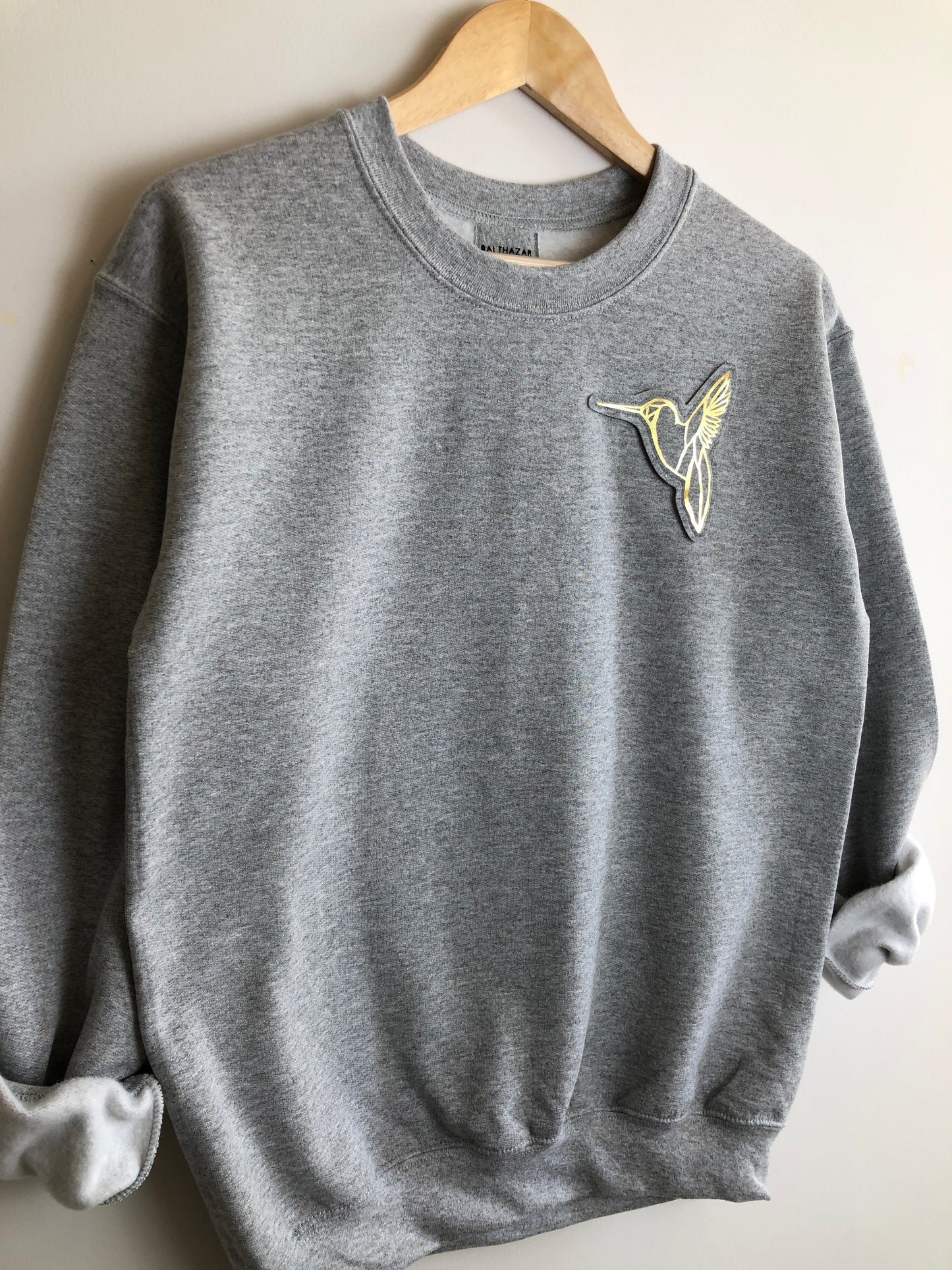 Origami Hummingbird sweatshirt - textured metallic