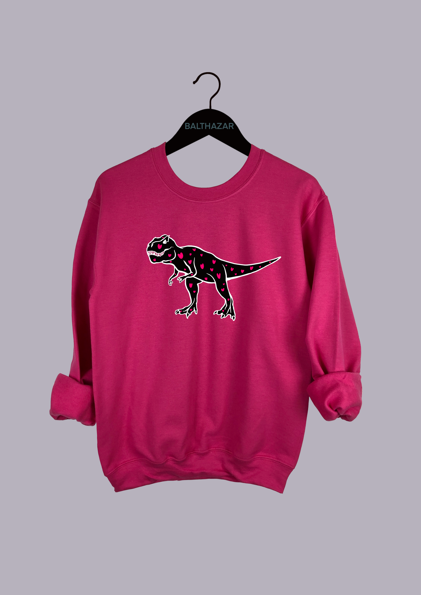 Abstract Love heart T-Rex sweatshirt - customisable