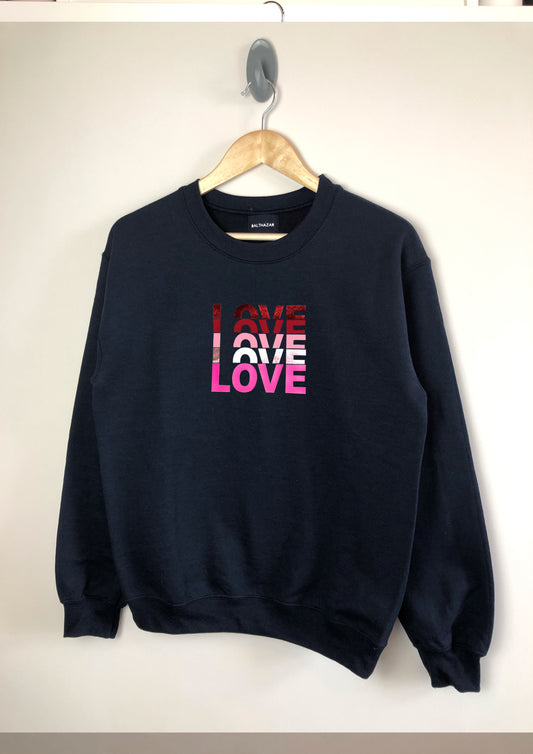 LOVE text sweatshirt - matt/ metallic mix