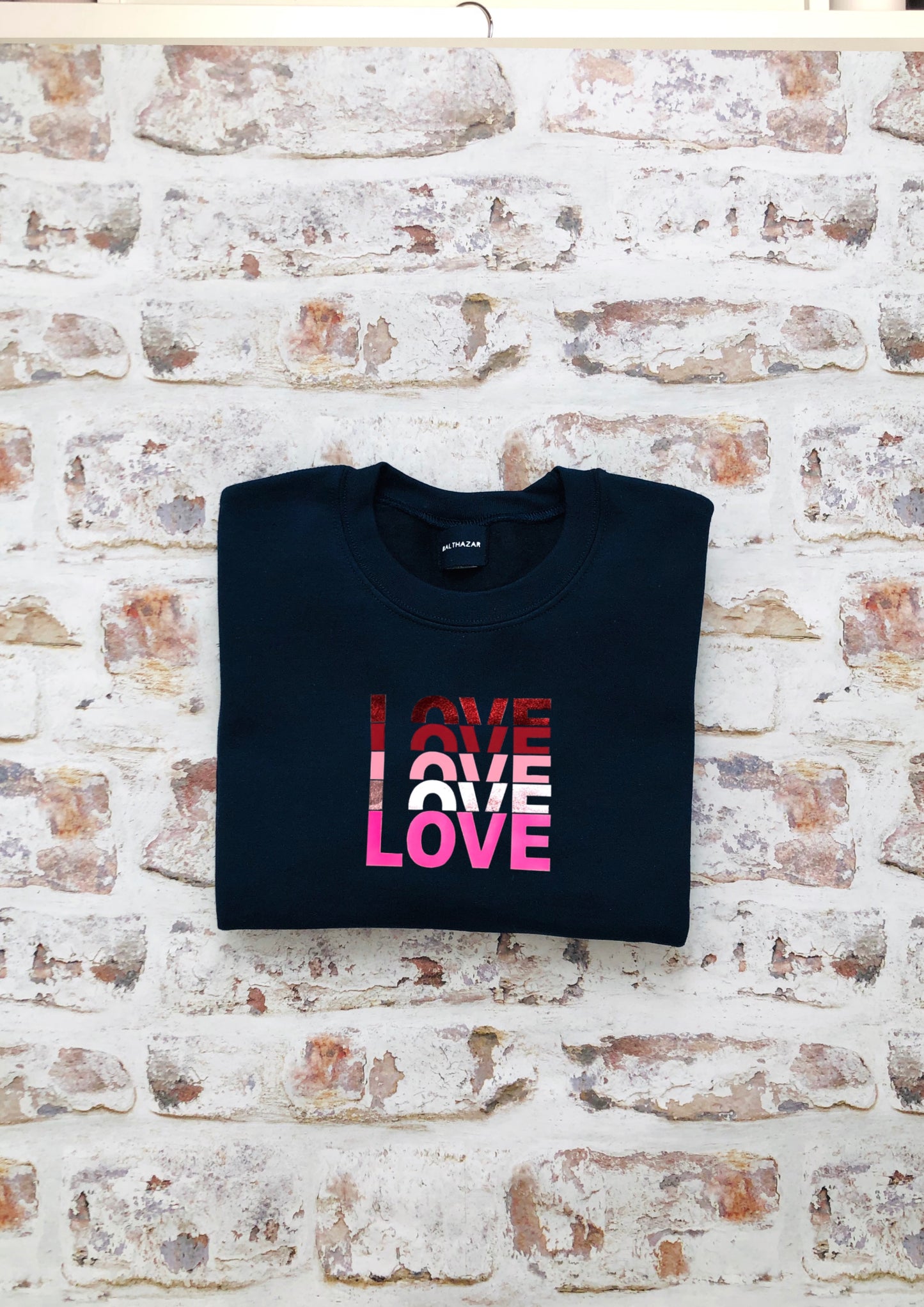 LOVE text sweatshirt - matt/ metallic mix