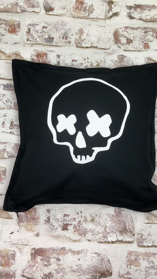 Large Cross eyed skull cushion