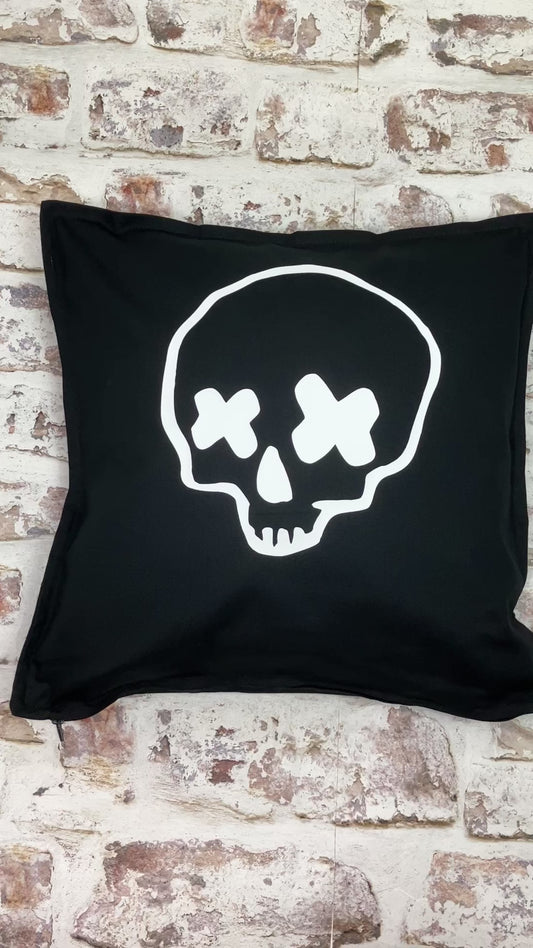 Large Cross eyed skull cushion